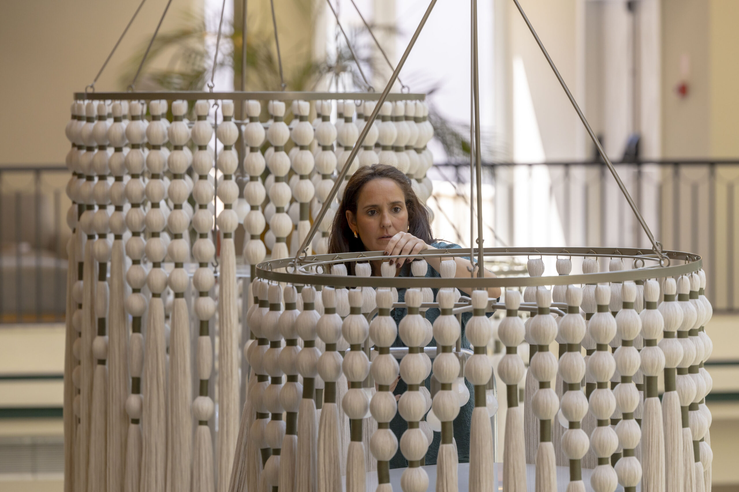 Textile installation transforms luxury hotel lobby in Cascais